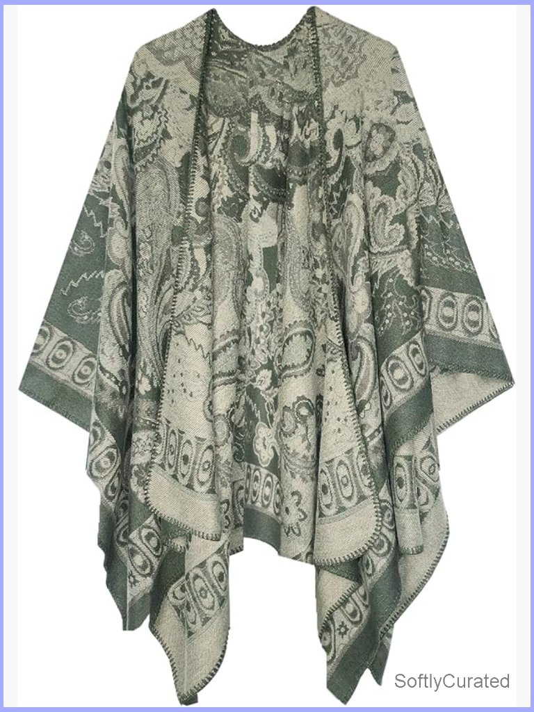 Vintage Open Front Poncho Cape Shawl Winter Wrap